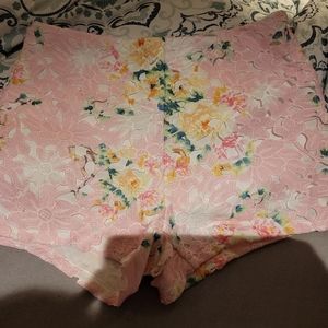 Pink floral shorts